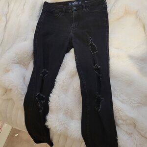 Black distressed jeans holister size 3